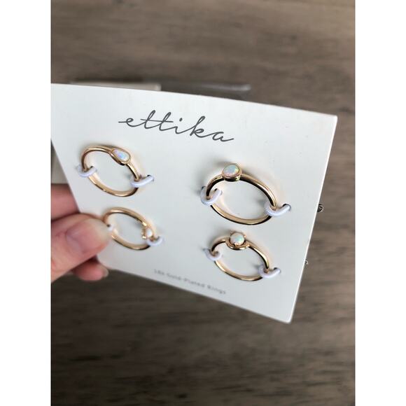 Ettika Opal and Gold Ring Set of Four Size 7 - Picture 2 of 3